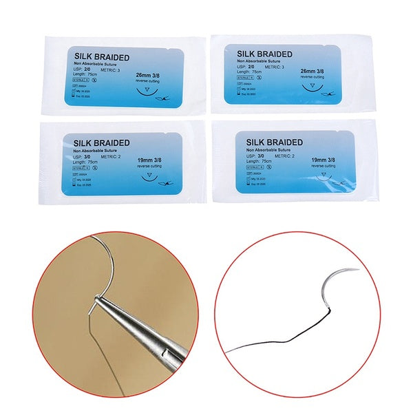 Surgical Sutures -Silk Braided - Individually Sealed -5 Per Pack