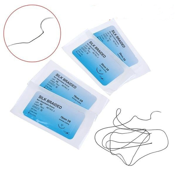 Surgical Sutures -Silk Braided - Individually Sealed -5 Per Pack - Student Medical Kits
