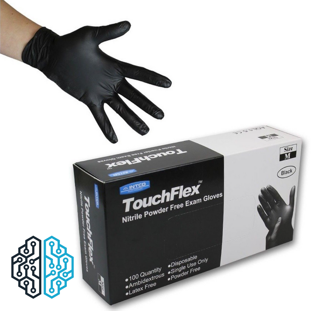 100 x Black Nitrile TouchFlex Powder Free Gloves